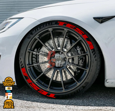 TESLA red new design, a Set for 4 tires (753)