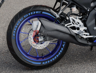 Yamaha Dark Side + Stripes + Logo blue, Set For 2 Tires Both Sides Left And Right (1976)