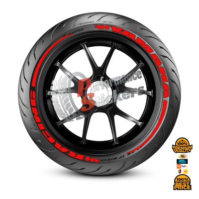 YAMAHA RACING red + STRIPES , a Set For 2 Tires Both Sides Left And Right (664)