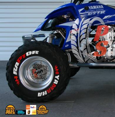 YAMAHA RAPTOR + FLAG with red details, a Set for 4 tires (807)